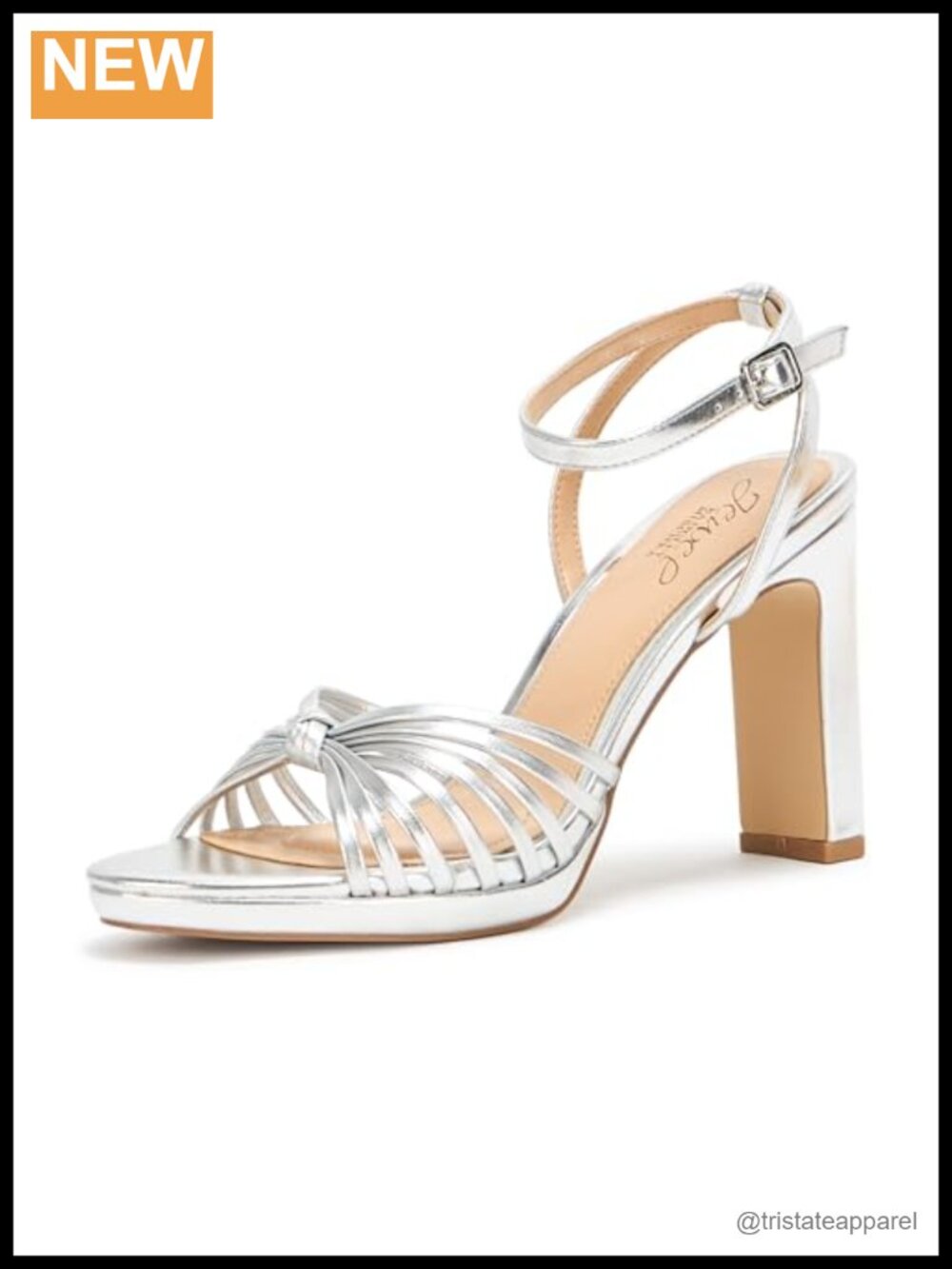 Jewel Badgley Mischka Women's Skylar Peep Toe Block Heel Ankle Strap Heeled
